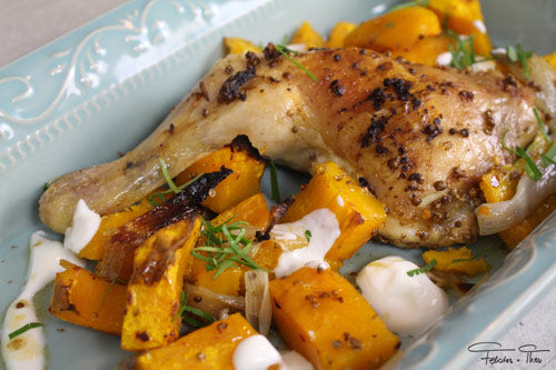 Herbst-Freuden: Koriander-Hähnchen mit Butternut-Kürbis aus dem Ofen
