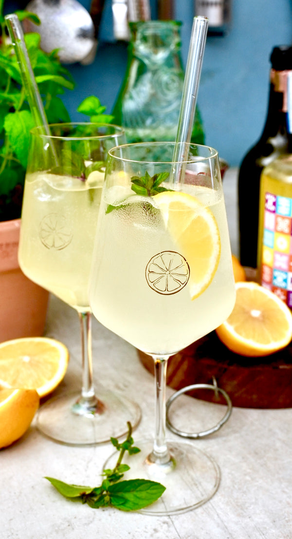 Spritz-Gläser mit goldener Zitrone - 6 Stück